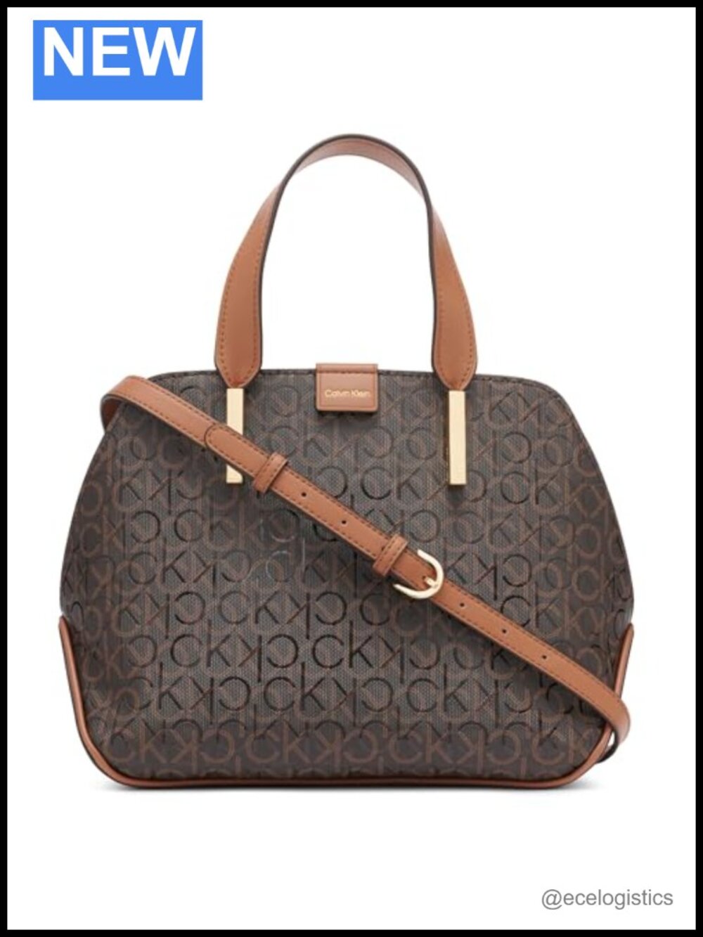 Calvin Klein Audrey Triple Compartment Leather Satchel Handbag